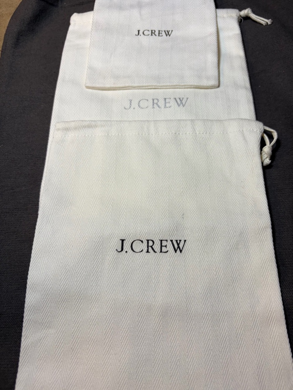 J. Crew Cream Branded Drawstring Dust Bags (Set of 3)